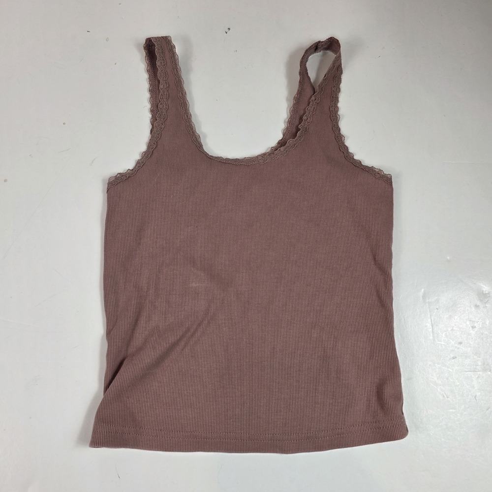 Wild Fable Women's Tank Top Lace Trim Seamless Crop Xs